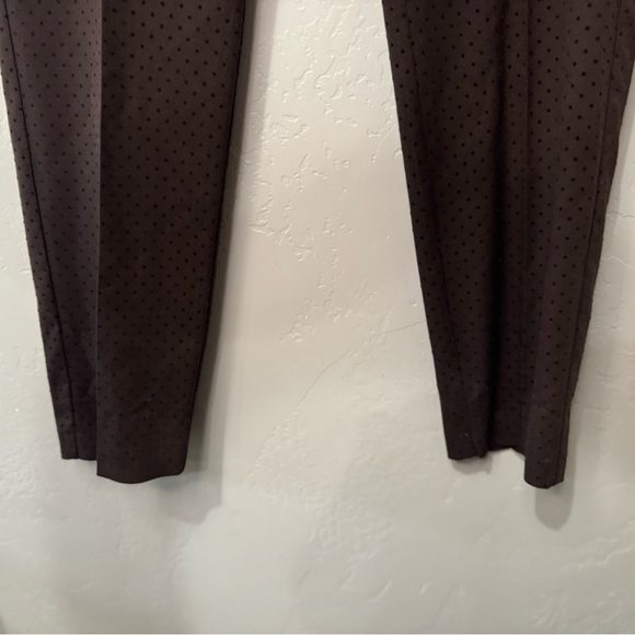 Zara Dress Pants Straight Tapered Leg Swiss Dot Brown Textured Trouser SZ 10 - Picture 9 of 16